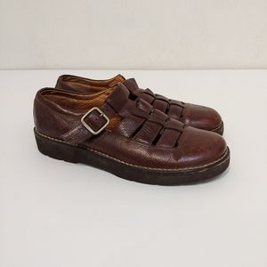 Brown leather fisherman sandals massage sole